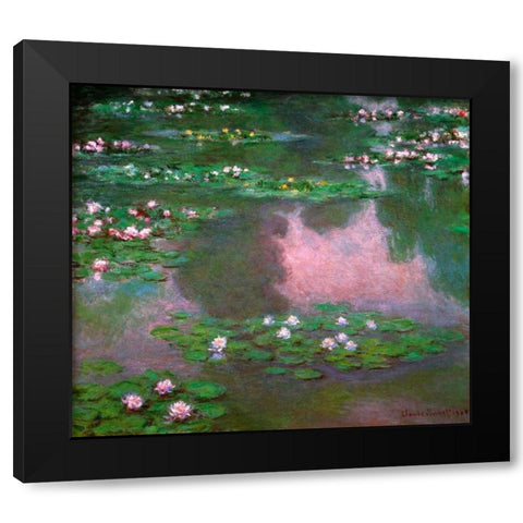 Nympheas 1905 Black Modern Wood Framed Art Print with Double Matting by Monet, Claude