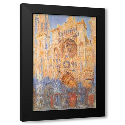 Rouen Cathedral Sun Effect End Of The Day Black Modern Wood Framed Art Print by Monet, Claude