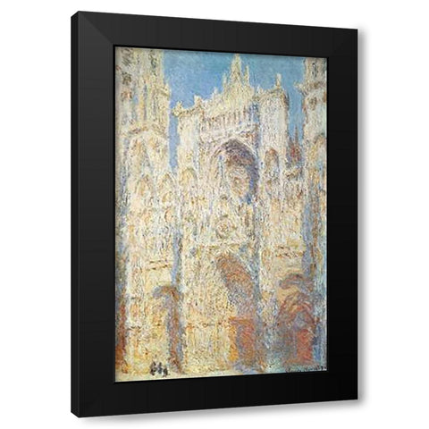 Rouen Cathedral West Facade Sunlight 1894 Black Modern Wood Framed Art Print with Double Matting by Monet, Claude
