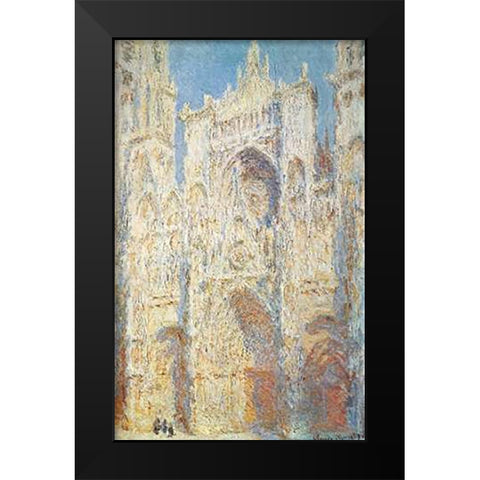 Rouen Cathedral West Facade Sunlight 1894 Black Modern Wood Framed Art Print by Monet, Claude