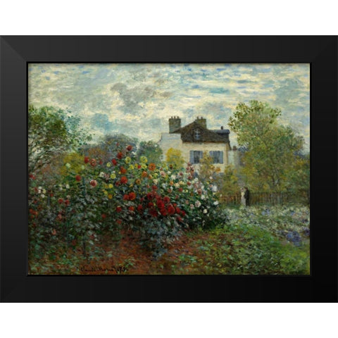 The Artists Garden At Argenteuil Black Modern Wood Framed Art Print by Monet, Claude