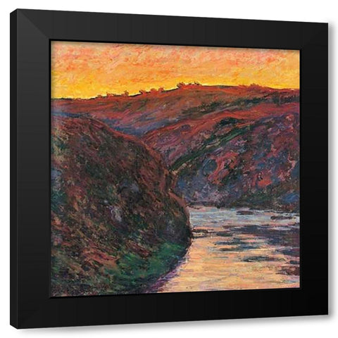 The Creuse Sunset 1889 Black Modern Wood Framed Art Print with Double Matting by Monet, Claude