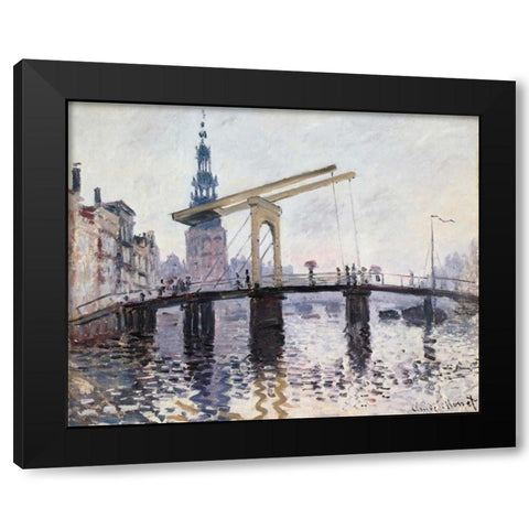 The Drawbridge Amsterdam 1874 Black Modern Wood Framed Art Print by Monet, Claude