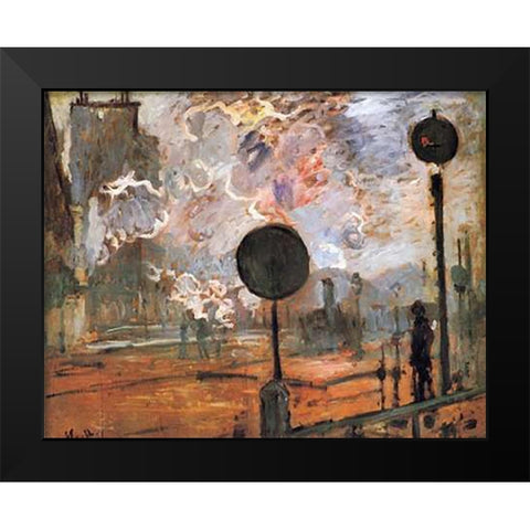 The Gare Saint-Lazare The Signal Black Modern Wood Framed Art Print by Monet, Claude
