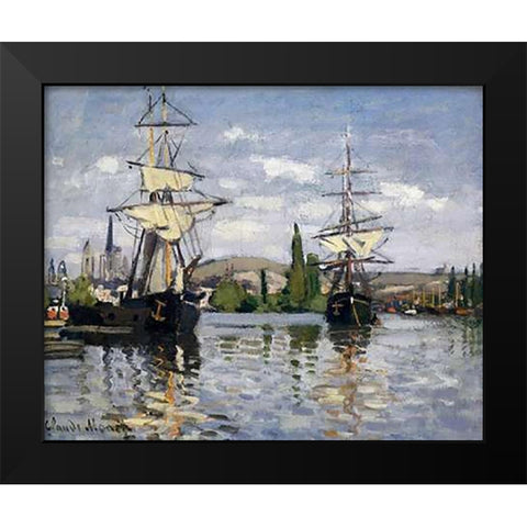 The Seine At Rouen 1872 Black Modern Wood Framed Art Print by Monet, Claude