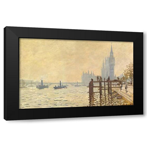 The Thames Below Westminster 1871 Black Modern Wood Framed Art Print with Double Matting by Monet, Claude