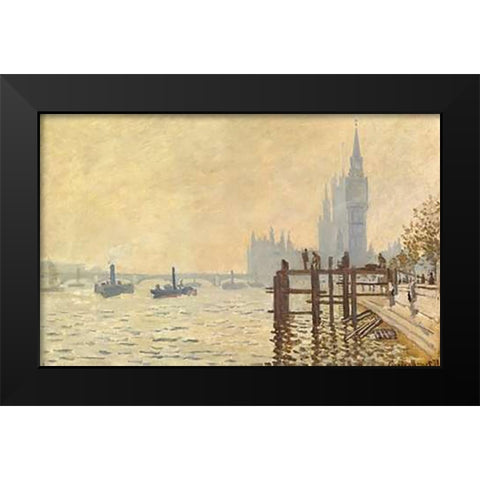The Thames Below Westminster 1871 Black Modern Wood Framed Art Print by Monet, Claude