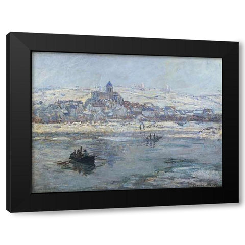 Vetheuil In Winter 1879 Black Modern Wood Framed Art Print by Monet, Claude