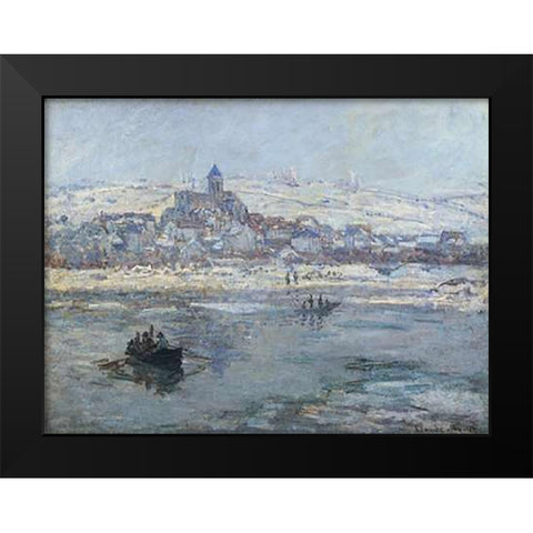 Vetheuil In Winter 1879 Black Modern Wood Framed Art Print by Monet, Claude