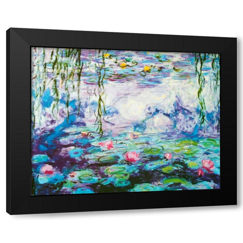 Waterlilies Black Modern Wood Framed Art Print with Double Matting by Monet, Claude