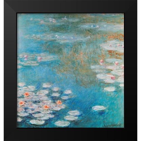 Waterlilies At Giverny 1908 Black Modern Wood Framed Art Print by Monet, Claude