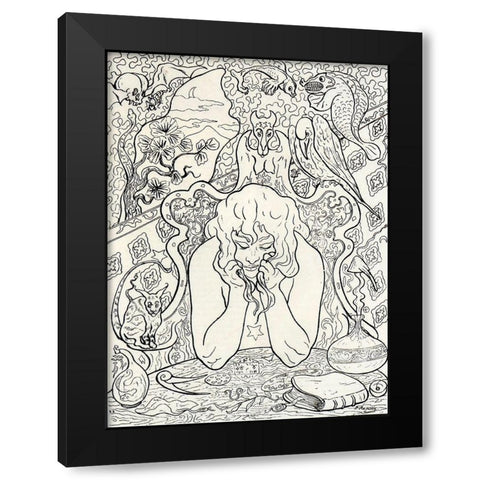 Alchimie Ou La Sorciere Accoudee Black Modern Wood Framed Art Print by Ranson, Paul