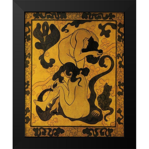 Deux Femmes Se Coiffant Black Modern Wood Framed Art Print by Ranson, Paul
