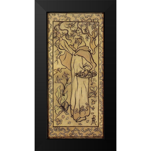 Femme Cueillant Des Pommes Black Modern Wood Framed Art Print by Ranson, Paul