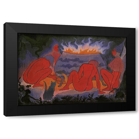 Les Sorcieres Autour Du Feu Black Modern Wood Framed Art Print with Double Matting by Ranson, Paul