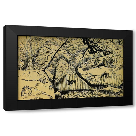 Paysage A Huelgoat Black Modern Wood Framed Art Print with Double Matting by Ranson, Paul