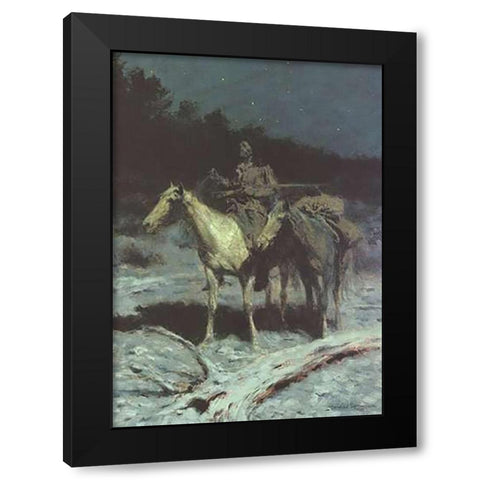 A Dangerous Country Black Modern Wood Framed Art Print with Double Matting by Remington, Frederic