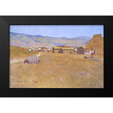 A Mining Town Wyoming Black Modern Wood Framed Art Print by Remington, Frederic