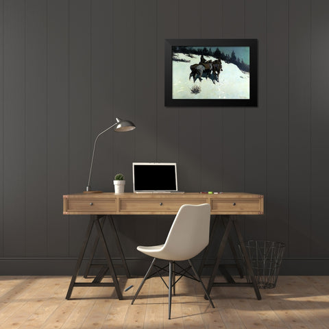A Reconnaissance Black Modern Wood Framed Art Print by Remington, Frederic