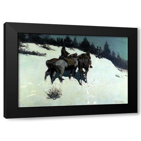 A Reconnaissance Black Modern Wood Framed Art Print with Double Matting by Remington, Frederic