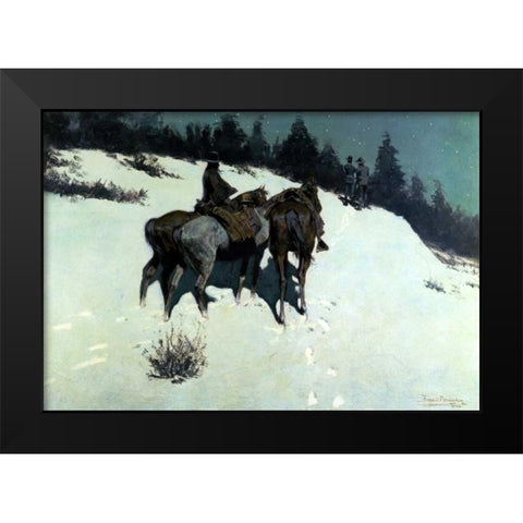 A Reconnaissance Black Modern Wood Framed Art Print by Remington, Frederic