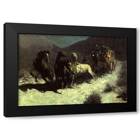 A Taint On The Wind Black Modern Wood Framed Art Print with Double Matting by Remington, Frederic