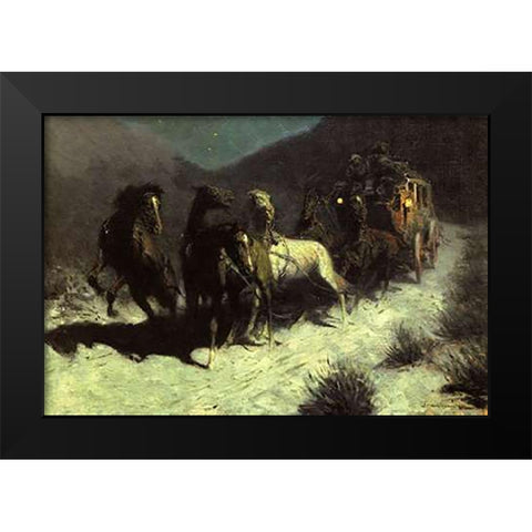 A Taint On The Wind Black Modern Wood Framed Art Print by Remington, Frederic