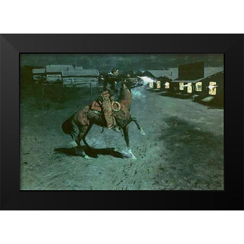 An Argument With The Town Marshal Black Modern Wood Framed Art Print by Remington, Frederic