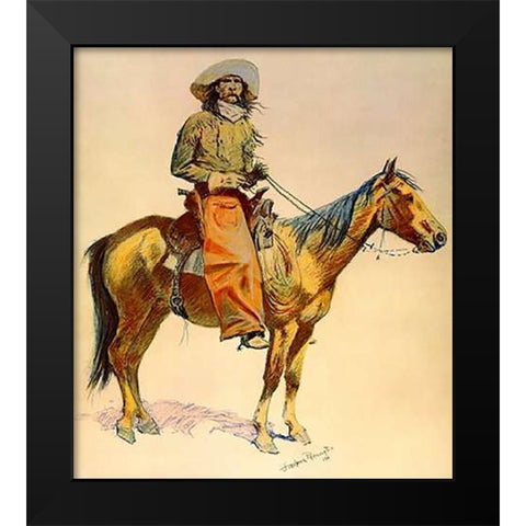 Arizona Cowboy Black Modern Wood Framed Art Print by Remington, Frederic