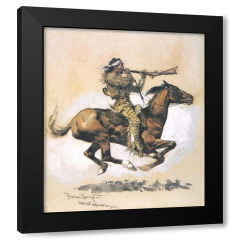 Buffalo Hunter Spitting A Bullet Into A Gun Black Modern Wood Framed Art Print with Double Matting by Remington, Frederic