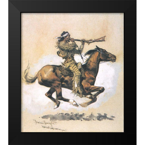 Buffalo Hunter Spitting A Bullet Into A Gun Black Modern Wood Framed Art Print by Remington, Frederic