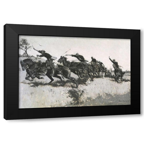 Capt Grimess Battery Going Up El Paso Hi Il Black Modern Wood Framed Art Print with Double Matting by Remington, Frederic