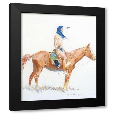 Cheyenne Buck Black Modern Wood Framed Art Print with Double Matting by Remington, Frederic