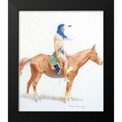 Cheyenne Buck Black Modern Wood Framed Art Print by Remington, Frederic