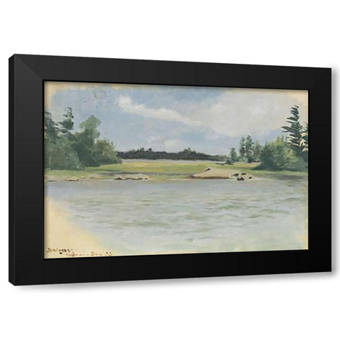 Chippewa Bay Black Modern Wood Framed Art Print with Double Matting by Remington, Frederic
