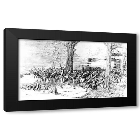 Civil War Battle Scene Black Modern Wood Framed Art Print with Double Matting by Remington, Frederic