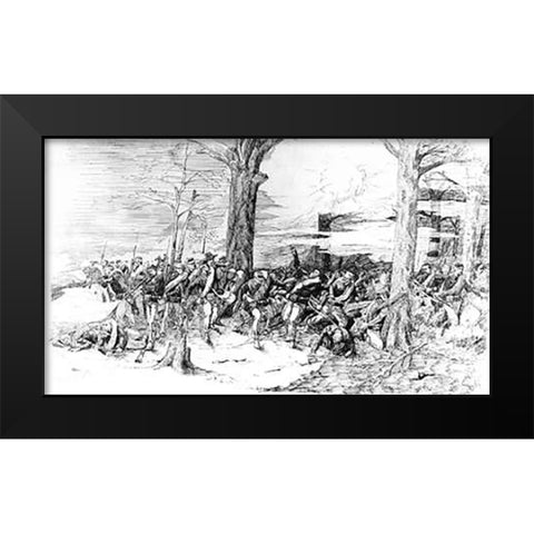 Civil War Battle Scene Black Modern Wood Framed Art Print by Remington, Frederic