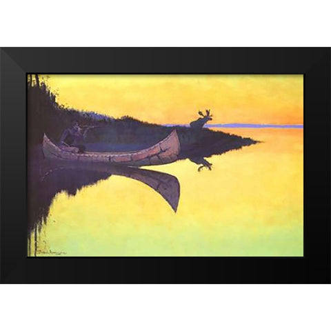 Coming To The Call Black Modern Wood Framed Art Print by Remington, Frederic