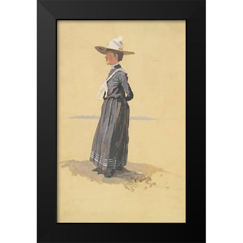 Eva Black Modern Wood Framed Art Print by Remington, Frederic