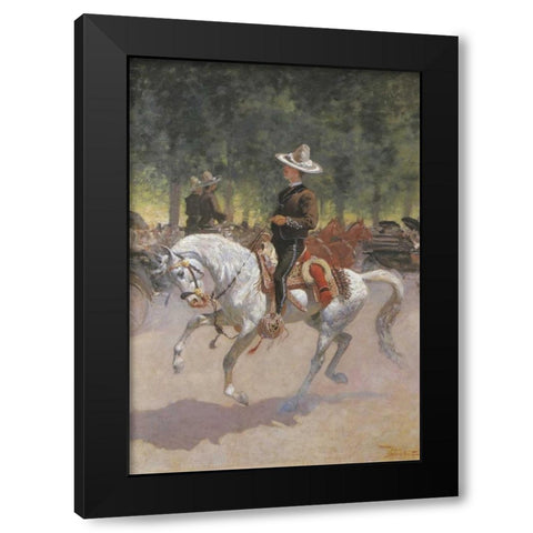 Gentleman Rider On The Paseo De La Reforma Black Modern Wood Framed Art Print with Double Matting by Remington, Frederic
