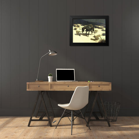 Last March Black Modern Wood Framed Art Print by Remington, Frederic