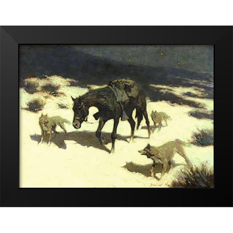 Last March Black Modern Wood Framed Art Print by Remington, Frederic