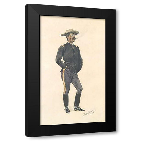 Lieutenant Hardie Black Modern Wood Framed Art Print with Double Matting by Remington, Frederic