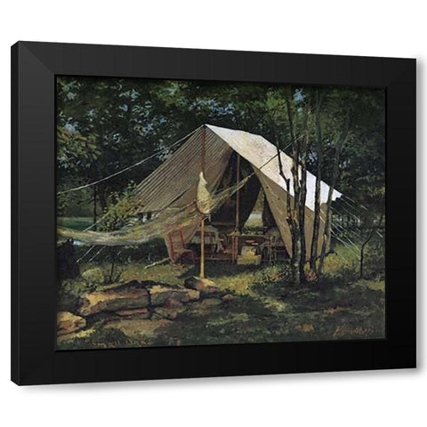 Small Oaks Black Modern Wood Framed Art Print with Double Matting by Remington, Frederic