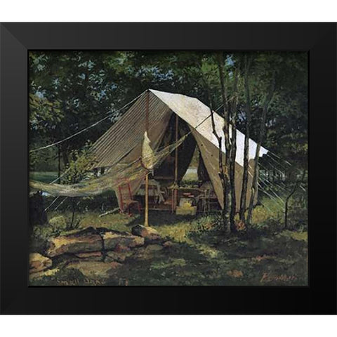 Small Oaks Black Modern Wood Framed Art Print by Remington, Frederic