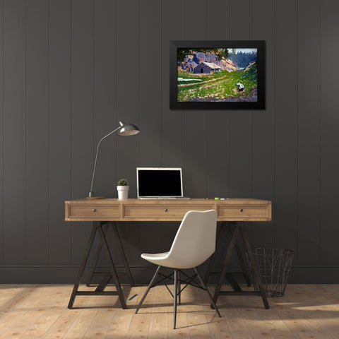 Squatters Cabin Black Modern Wood Framed Art Print by Remington, Frederic