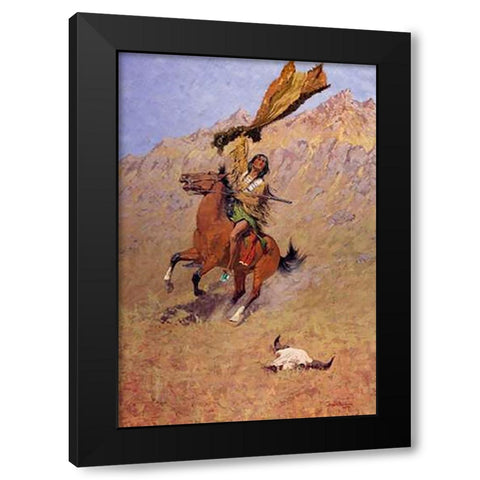 The Scout Black Modern Wood Framed Art Print with Double Matting by Remington, Frederic