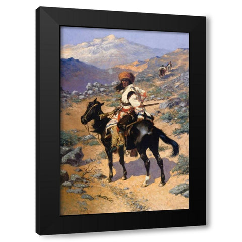 The Scout Friends Or Enemies 1889 Black Modern Wood Framed Art Print with Double Matting by Remington, Frederic