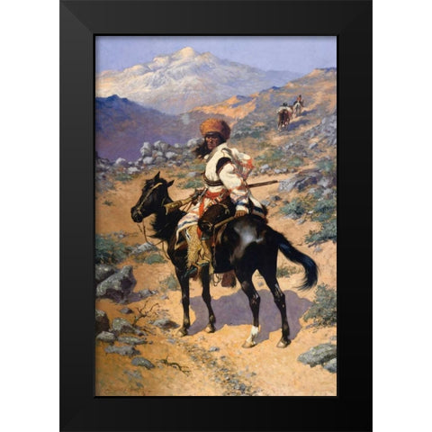 The Scout Friends Or Enemies 1889 Black Modern Wood Framed Art Print by Remington, Frederic