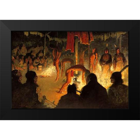 The Sundance Black Modern Wood Framed Art Print by Remington, Frederic
